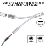 Type-C  to 3.5mm Headphone Jack and Type-C  Port Adapter