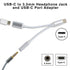 Type-C  to 3.5mm Headphone Jack and Type-C  Port Adapter