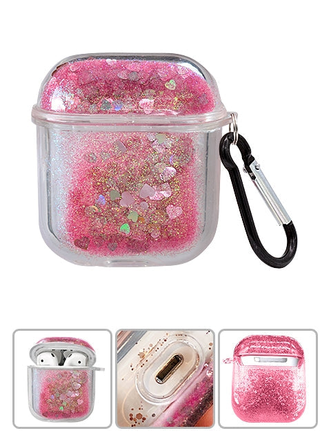 Transparent Floating Glitter Protective Case with Keychain for Airpods