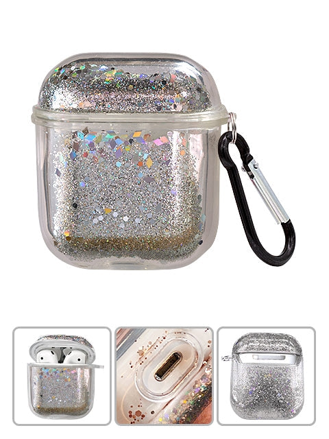Transparent Floating Glitter Protective Case with Keychain for Airpods