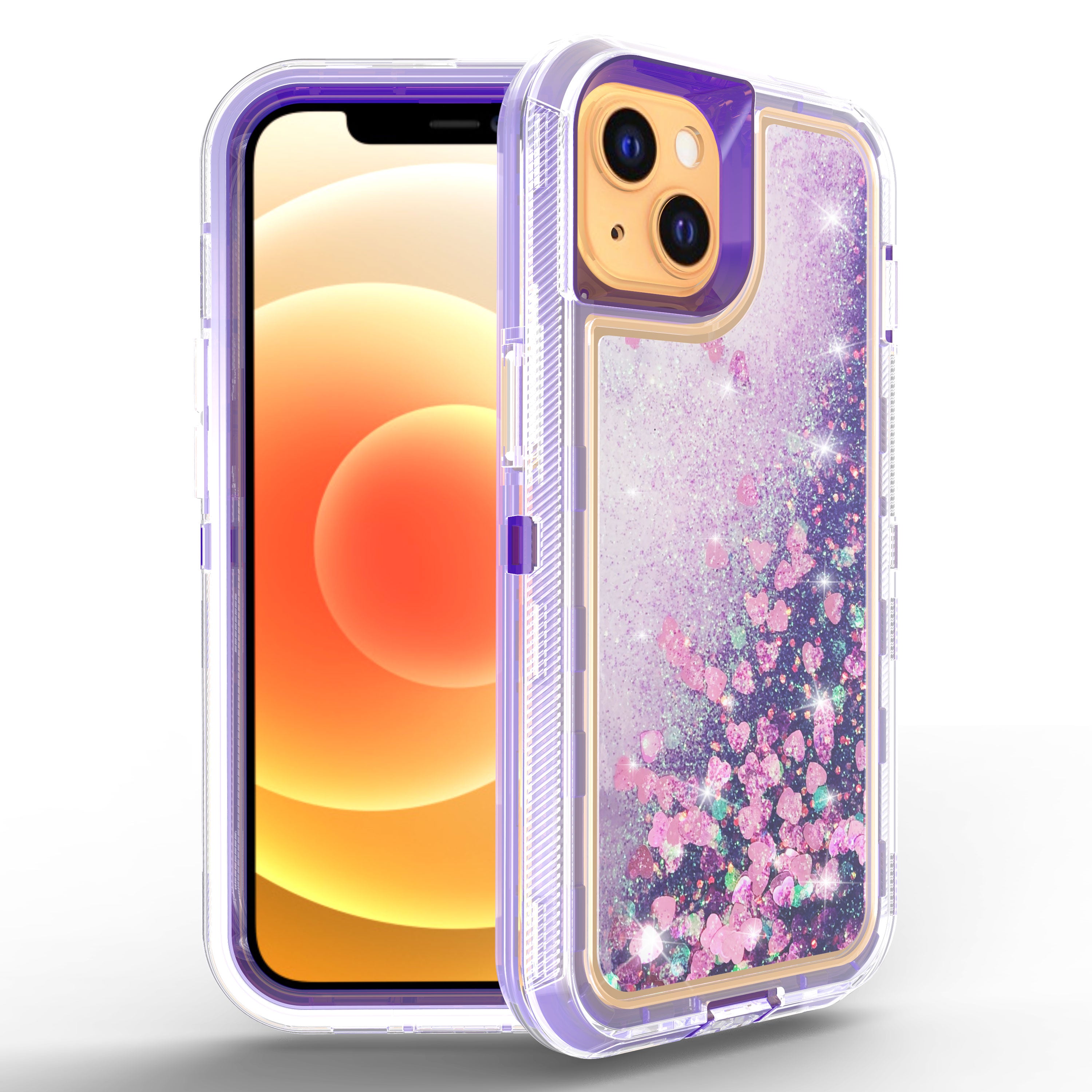 Transparent Floating Glitter Heavy Duty Case  for iPhone 13 mini
