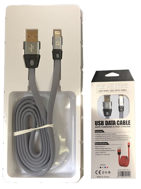 Flat Noodle Braided Woven Fast Charging Lightning USB Cable