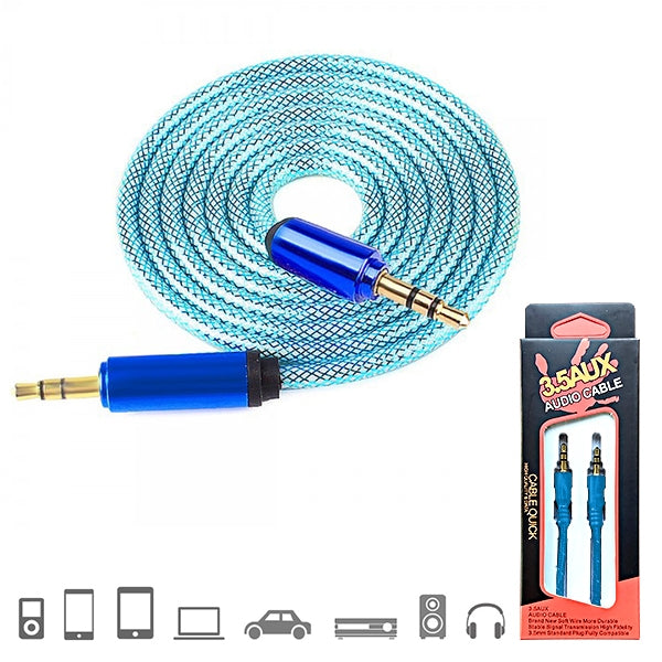 Fishnet Design Stereo AUX Audio Cable Male to Male Stereo Audio Cable (3FT)