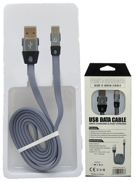 Flat Noodle Braided Woven Fast Charging USB-Type C Cable