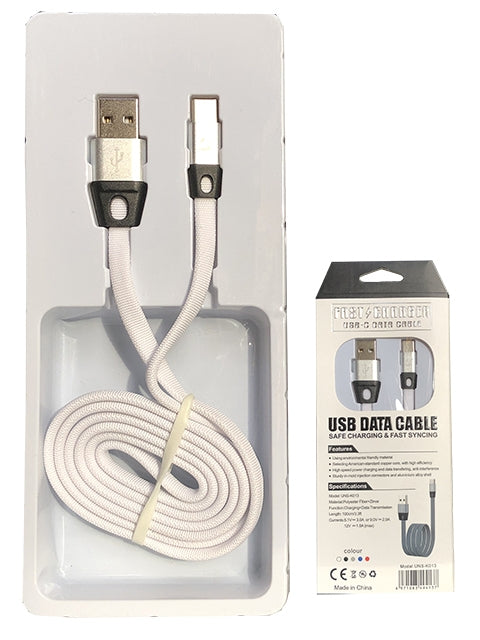 Flat Noodle Braided Woven Fast Charging USB-Type C Cable