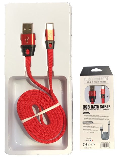 Flat Noodle Braided Woven Fast Charging USB-Type C Cable