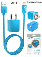 2 in 1 Home Charger Compatible with Apple iPhone XM/XR/X/8/7/6/5