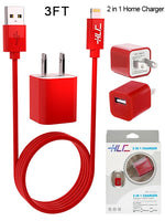 2 in 1 Home Charger Compatible with Apple iPhone XM/XR/X/8/7/6/5
