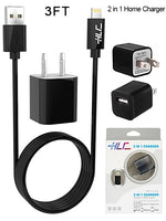 2 in 1 Home Charger Compatible with Apple iPhone XM/XR/X/8/7/6/5