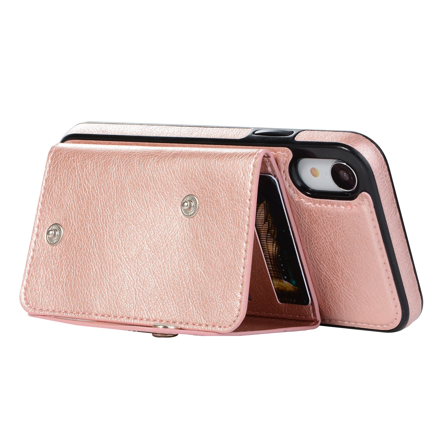 iPhone XR(6.1") Kickstand Wallet Case with Credit Card Pockets