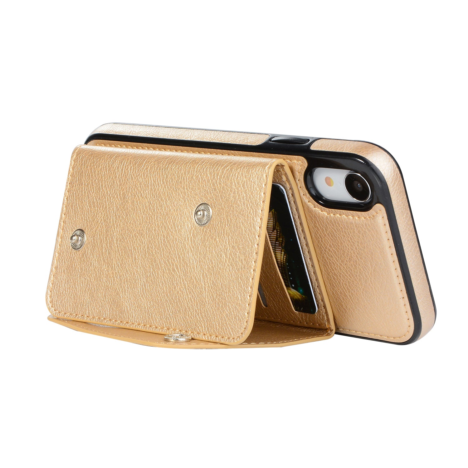 iPhone XR(6.1") Kickstand Wallet Case with Credit Card Pockets