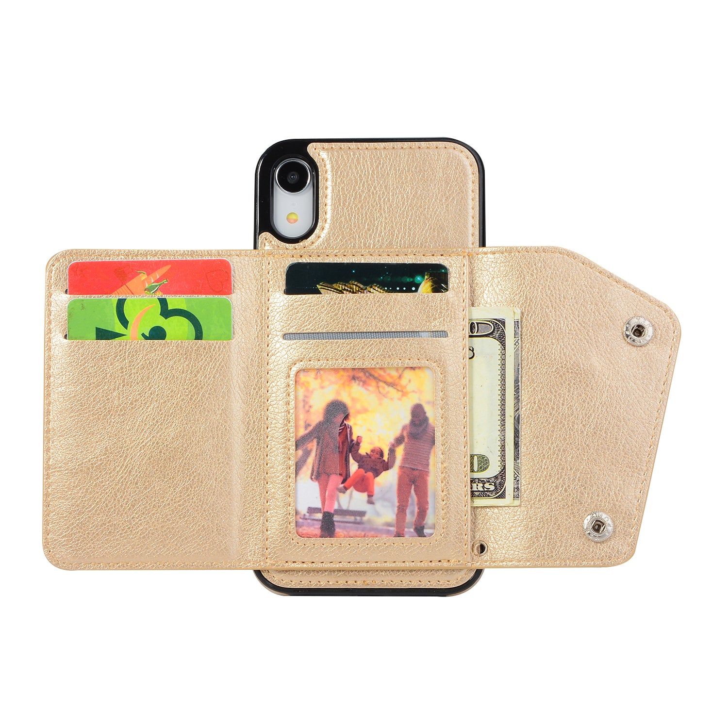 iPhone XR(6.1") Kickstand Wallet Case with Credit Card Pockets
