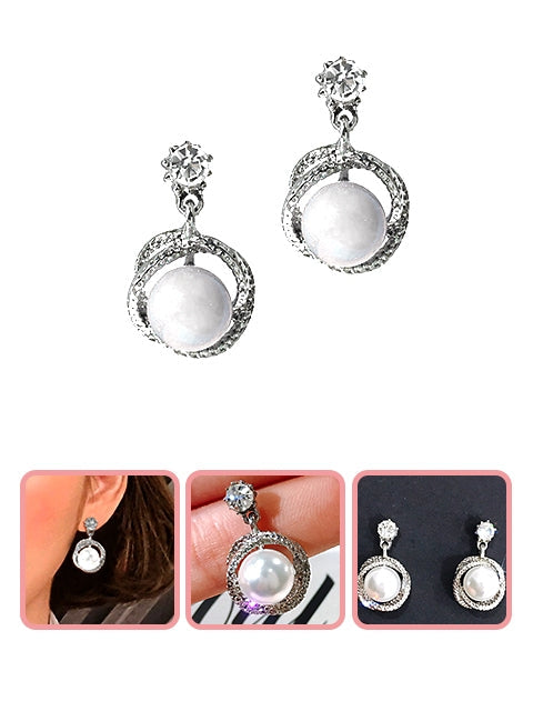 A Dozen of Cultured Colorful Pearl Rhinestone Earrings (E1078)