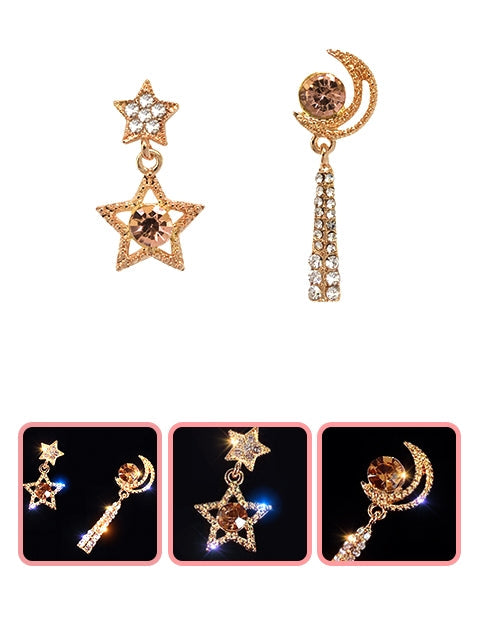 A Dozen of Designed Tassel Long Drop Colorful Rhinestone Earrings (E1234)