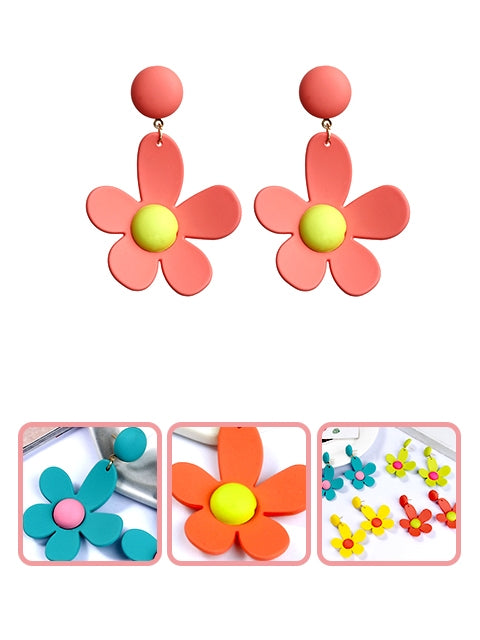 A Dozen of Dual Layer Flower Petal Tiered Earrings Fashion Earrings (E5106)