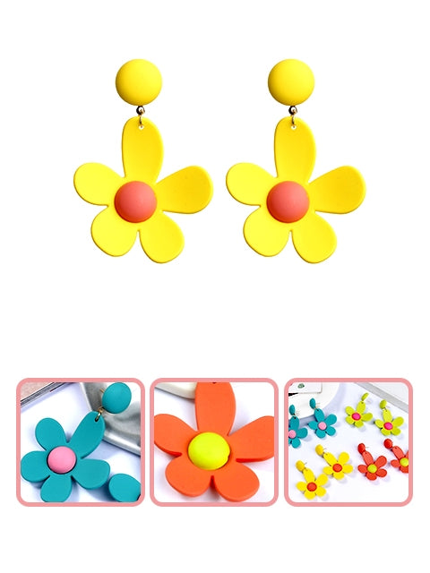 A Dozen of Dual Layer Flower Petal Tiered Earrings Fashion Earrings (E5106)