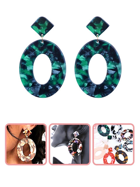 A Dozen of Colorful Acrylic Hoop Earrings (E6365)