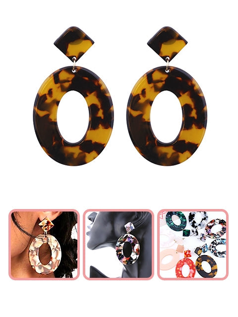 A Dozen of Colorful Acrylic Hoop Earrings (E6365)