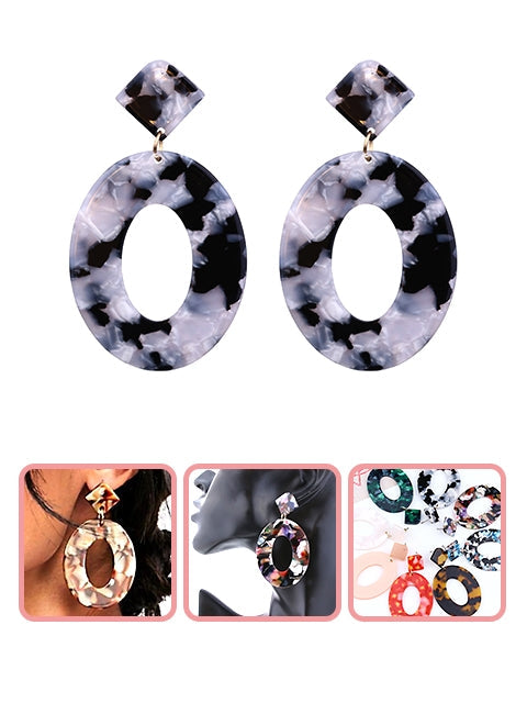 A Dozen of Colorful Acrylic Hoop Earrings (E6365)