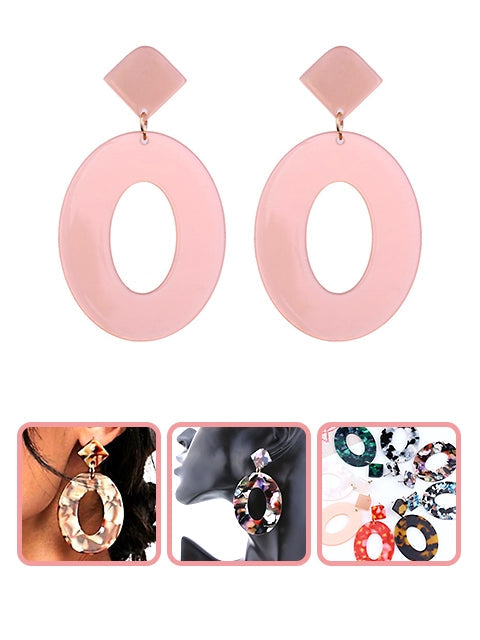A Dozen of Colorful Acrylic Hoop Earrings (E6365)