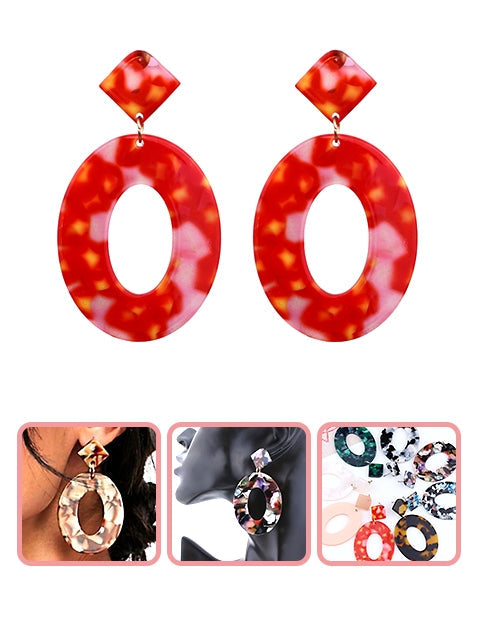 A Dozen of Colorful Acrylic Hoop Earrings (E6365)