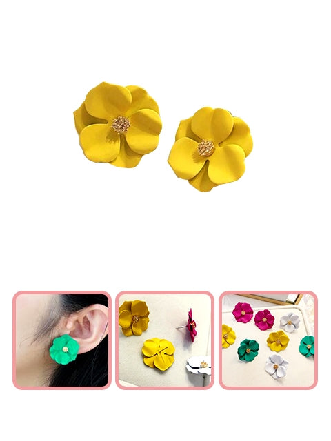 A Dozen of Flower Petal Statement Stud Earrings for Women (E6719)