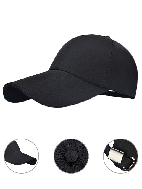 Baseball Cap Classic Adjustable Plain Hat Men Women Unisex- Black