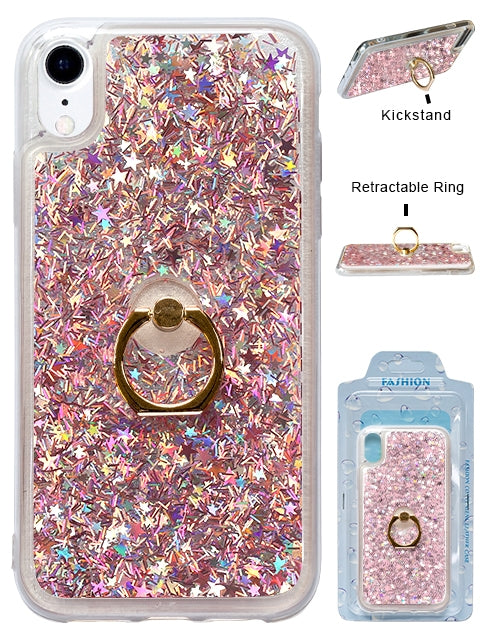 Floating Glitter Star Ring Phone Holder Case for iPhone XR