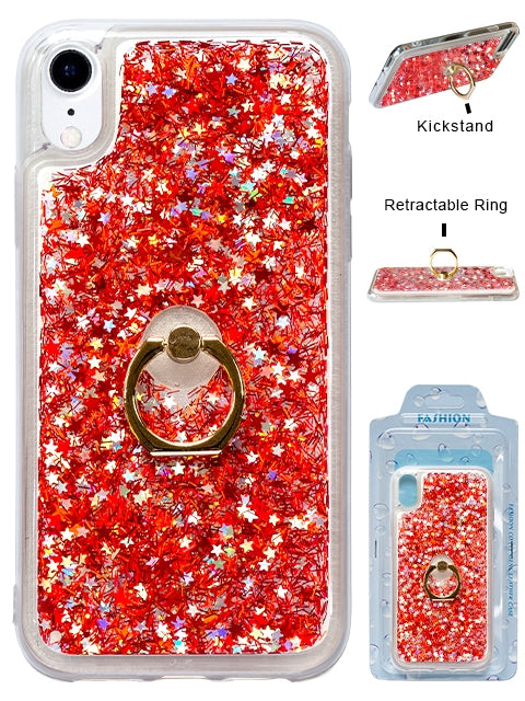 Floating Glitter Star Ring Phone Holder Case for iPhone XR