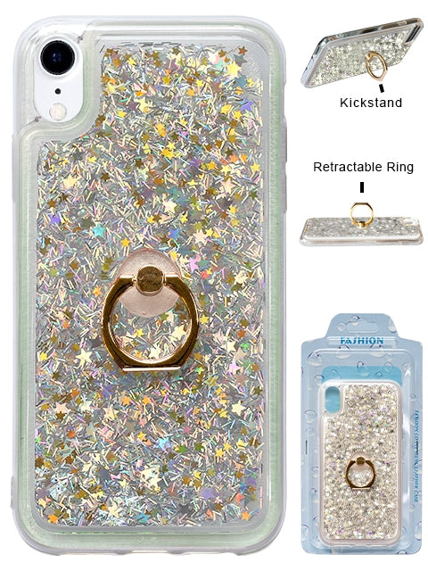 Floating Glitter Star Ring Phone Holder Case for iPhone XR
