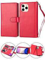 iPhone 11 Pro (5.8") 2 in 1 Leather Wallet Case With 9 Credit Card Slots and Removable Back Cover 