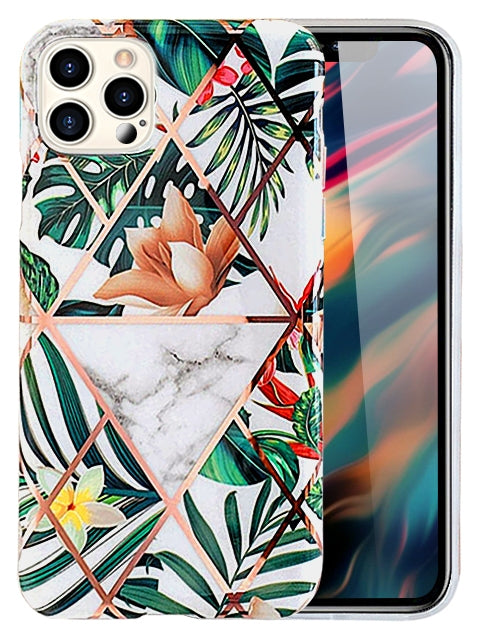 Plating Flower Silicone Cases for iPhone 12 Pro/12 (6.1") - Black