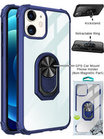 Ring Magnetic GPS car mount Phone Holder Case wiht Transparent Acrylic for iPhone 12 Mini (5.4")