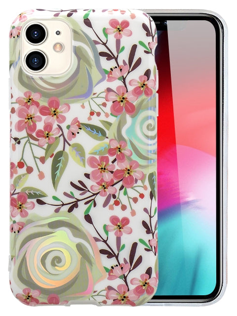 Plating Flower Silicone Cases with Laser Effect for iPhone 11 (6.1")