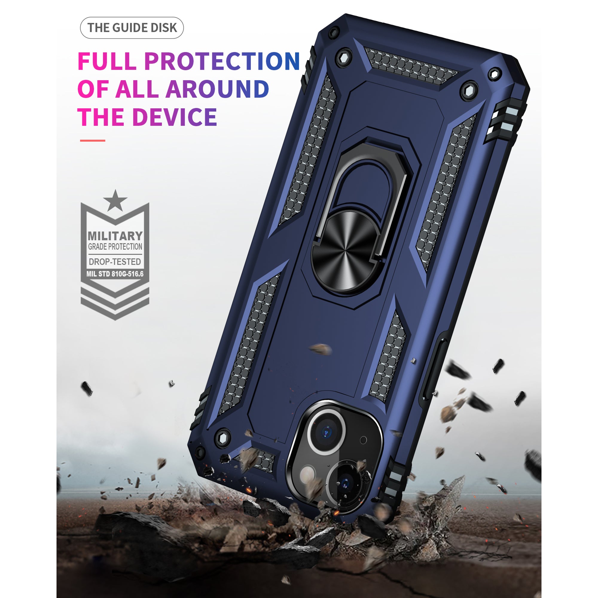 iPhone 13 Dual Colors Ring Magnetic GPS car mount Phone Holder Case