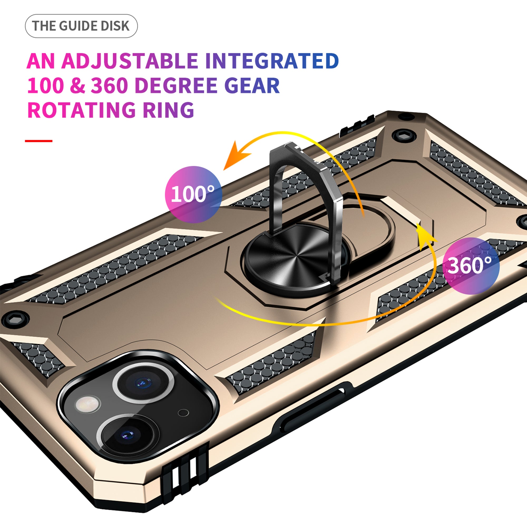 iPhone 13 Dual Colors Ring Magnetic GPS car mount Phone Holder Case