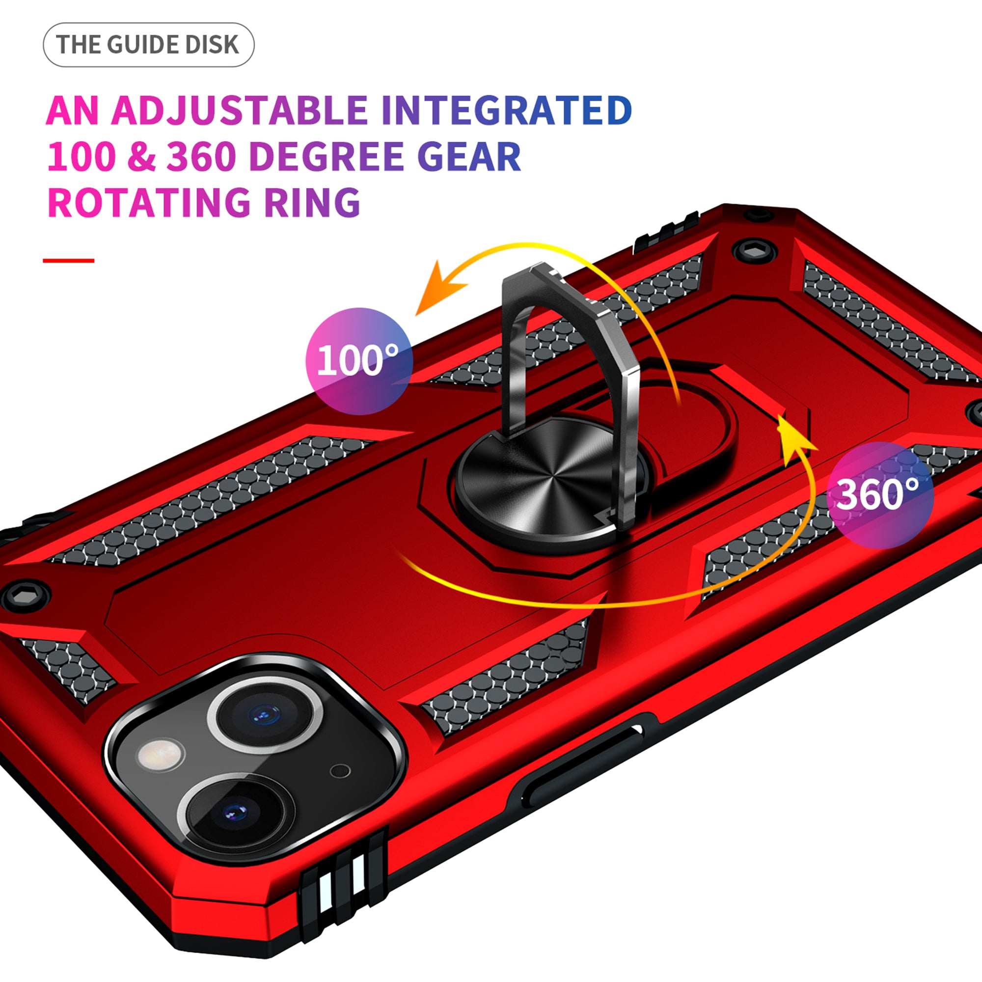 iPhone 13 Dual Colors Ring Magnetic GPS car mount Phone Holder Case