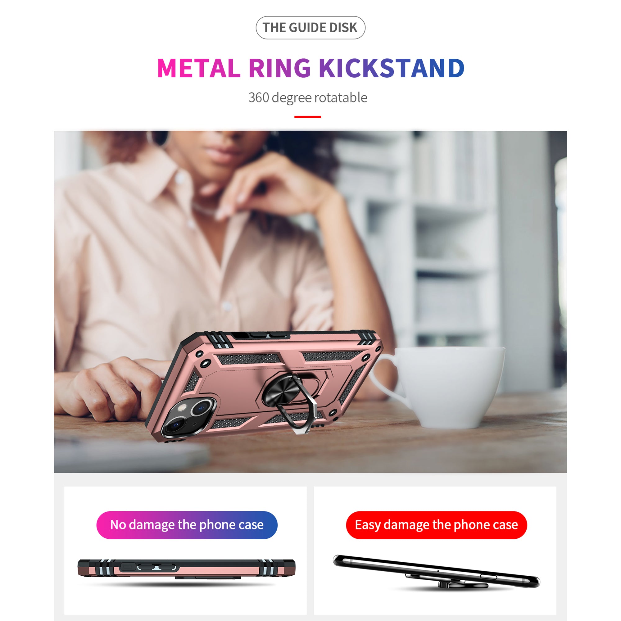 Dual Colors Ring Magnetic GPS car mount Phone Holder Case for iPhone 13 mini