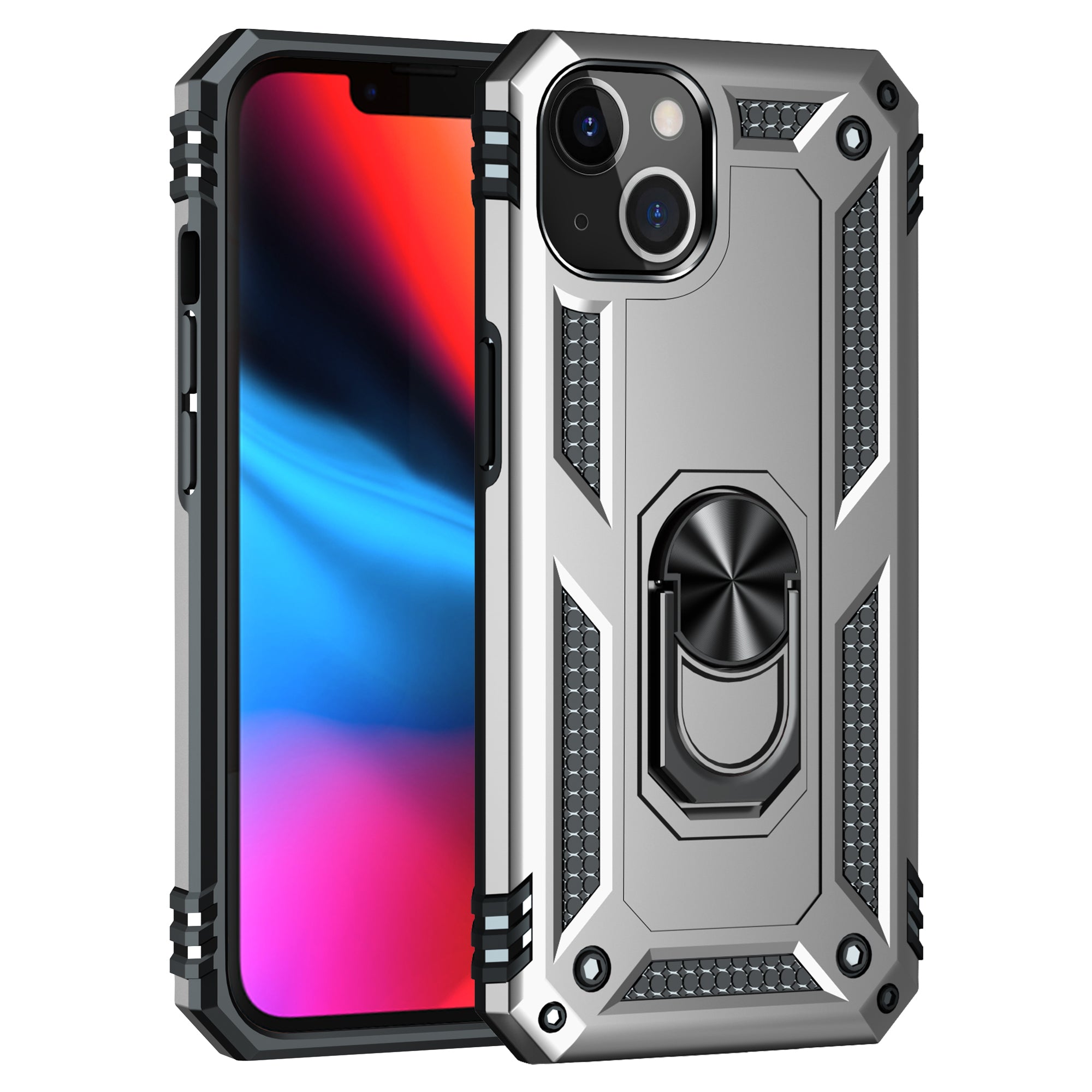 iPhone 13 Dual Colors Ring Magnetic GPS car mount Phone Holder Case