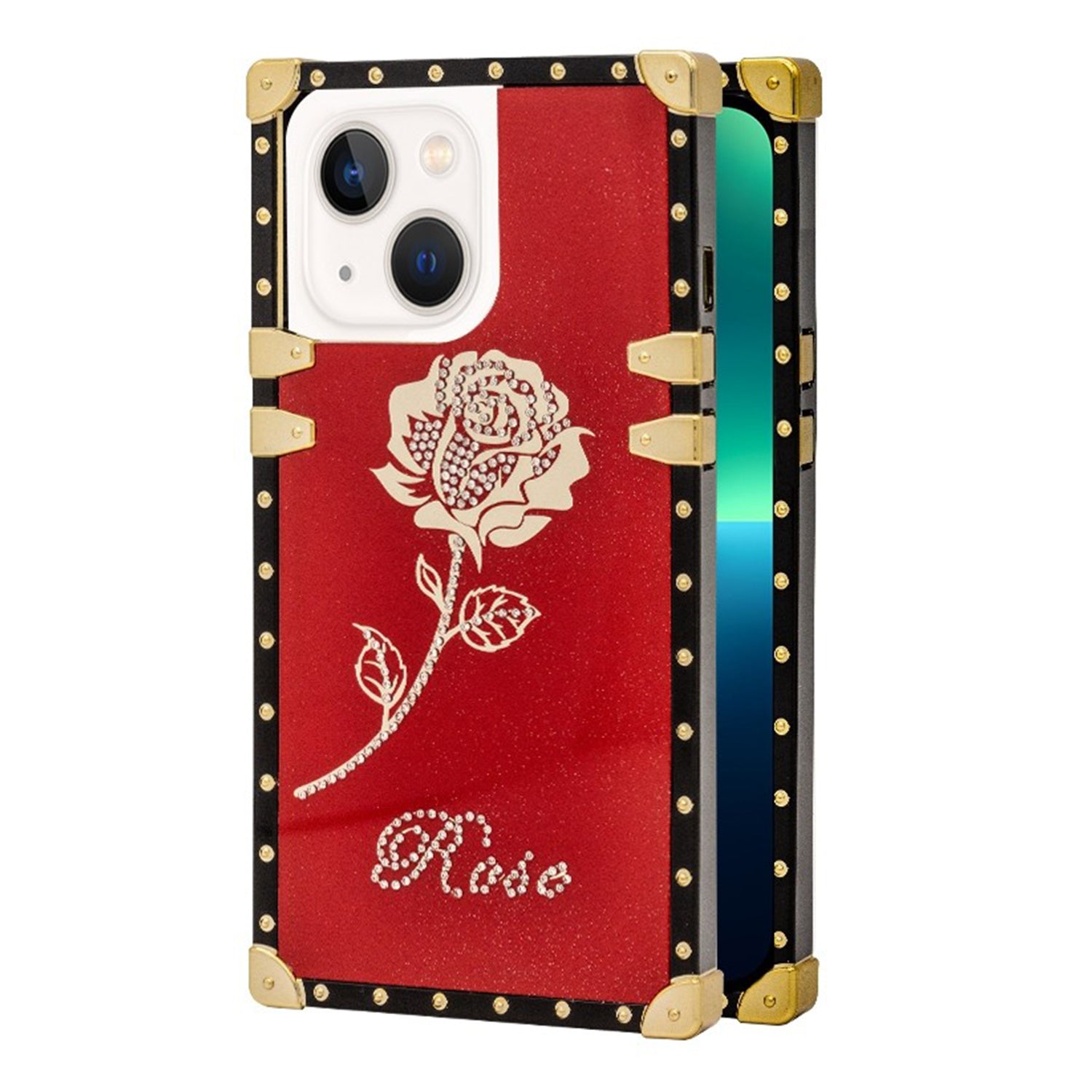 iPhone 13 TPU Rose print diamond fashion color case