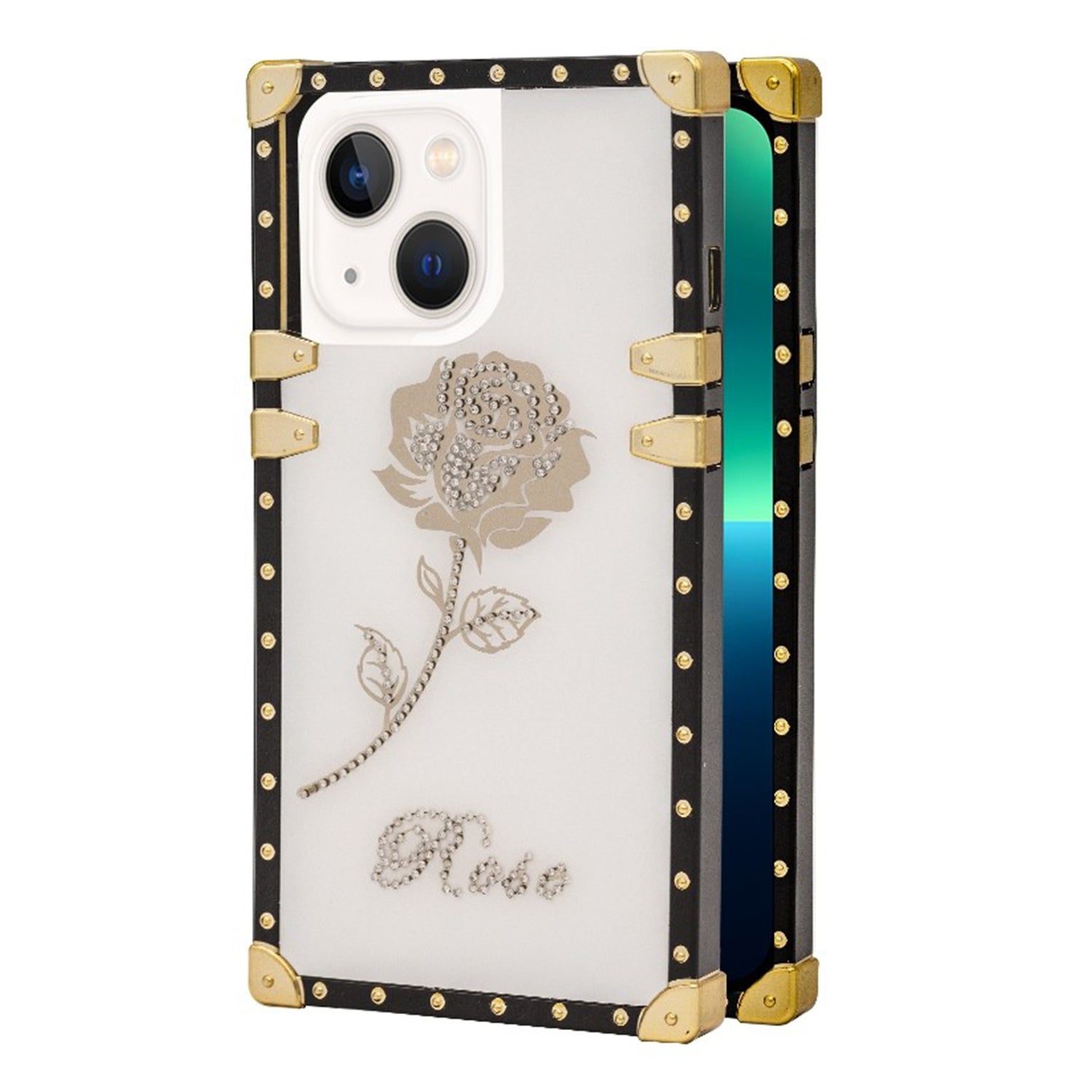 iPhone 13 TPU Rose print diamond fashion color case
