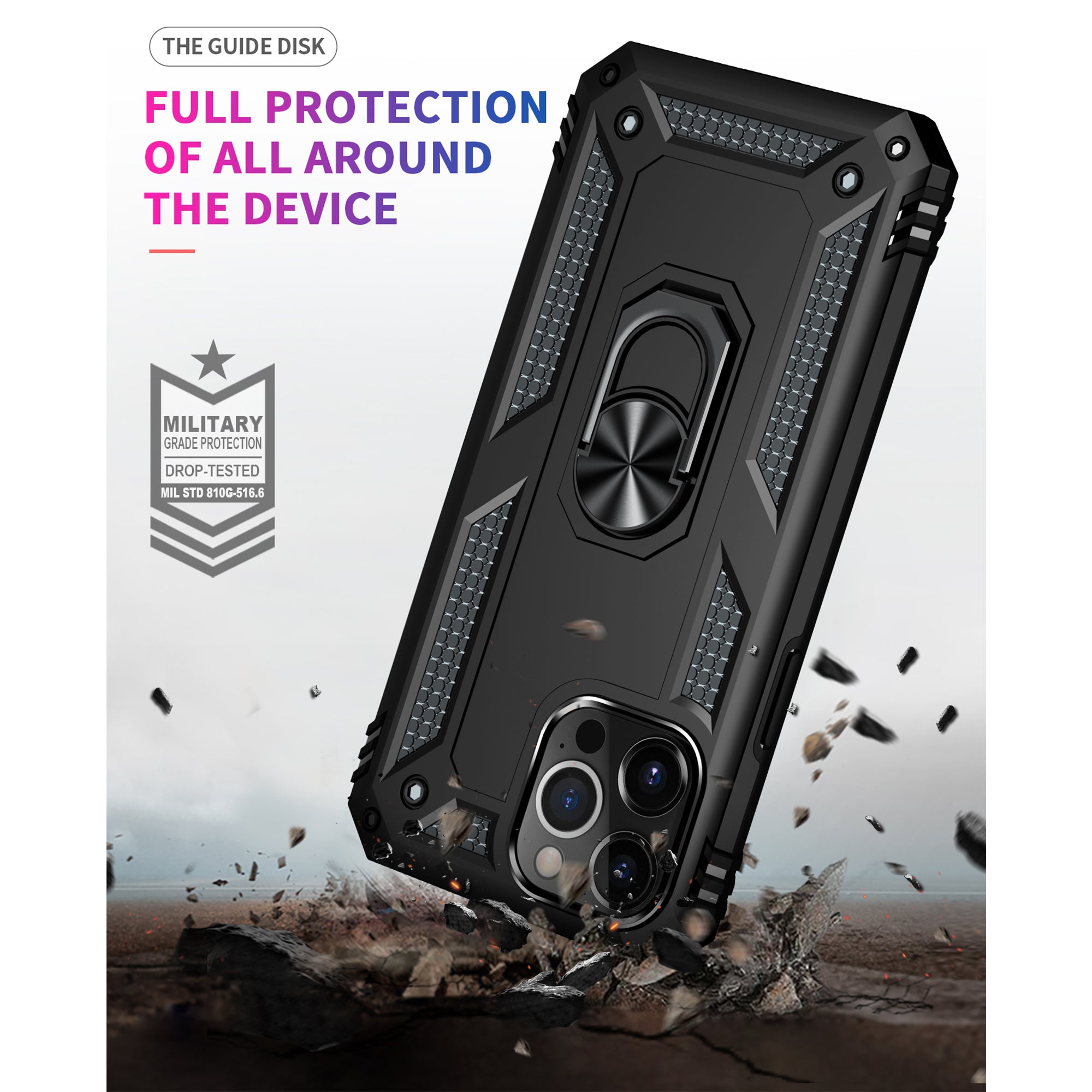 Dual Colors Ring Magnetic GPS car mount Phone Holder Case for iPhone 13 Pro