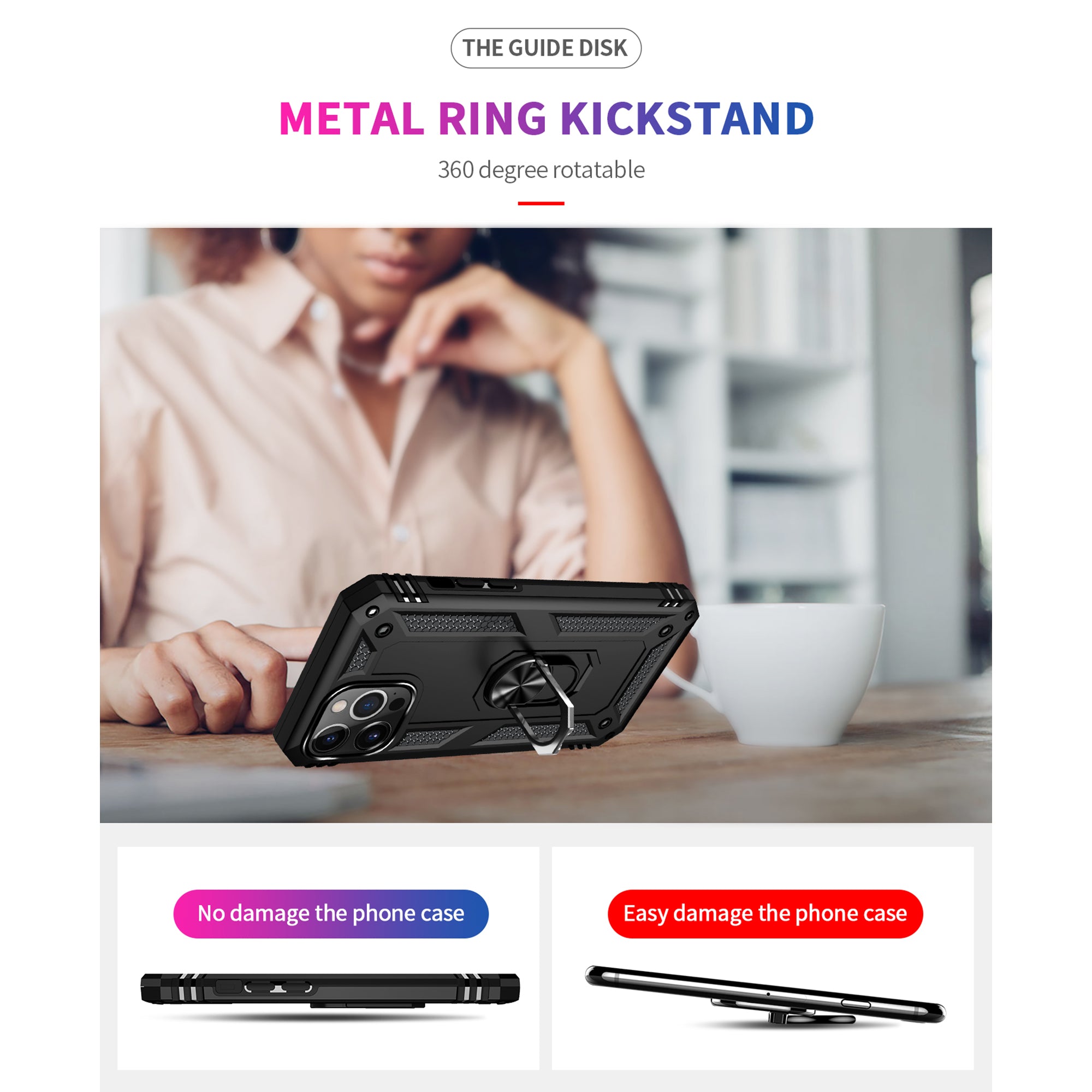Dual Colors Ring Magnetic GPS car mount Phone Holder Case for iPhone 13 Pro