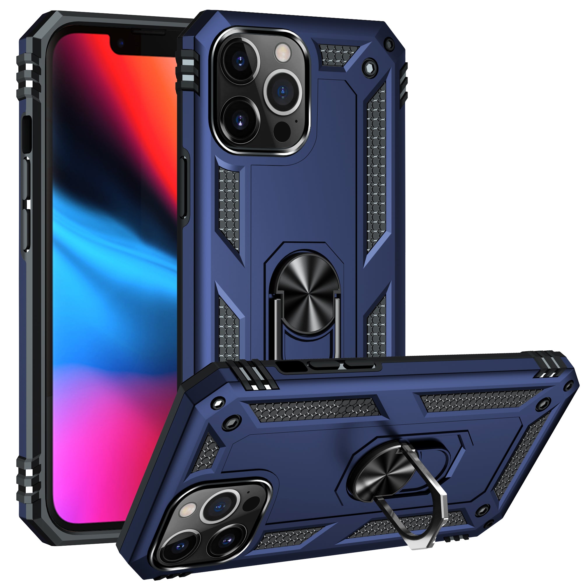 Dual Colors Ring Magnetic GPS car mount Phone Holder Case for iPhone 13 Pro