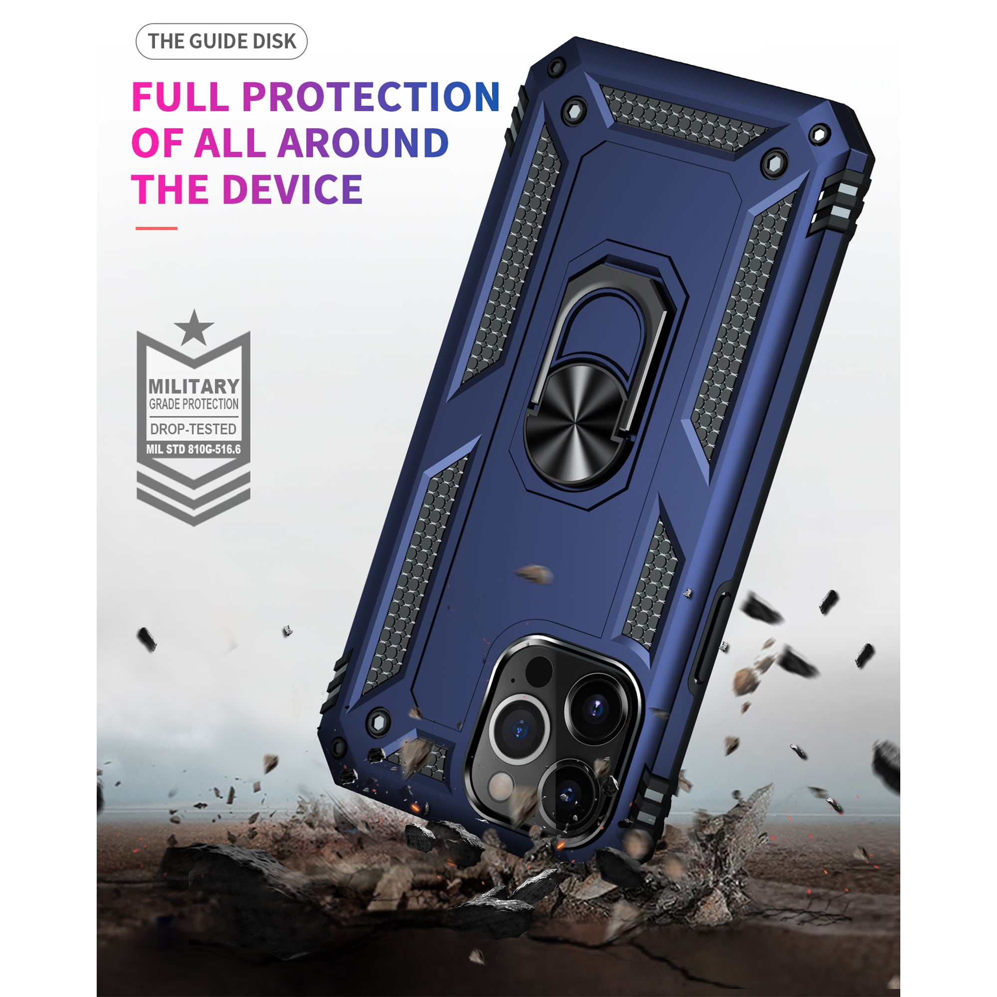 Dual Colors Ring Magnetic GPS car mount Phone Holder Case for iPhone 13 Pro