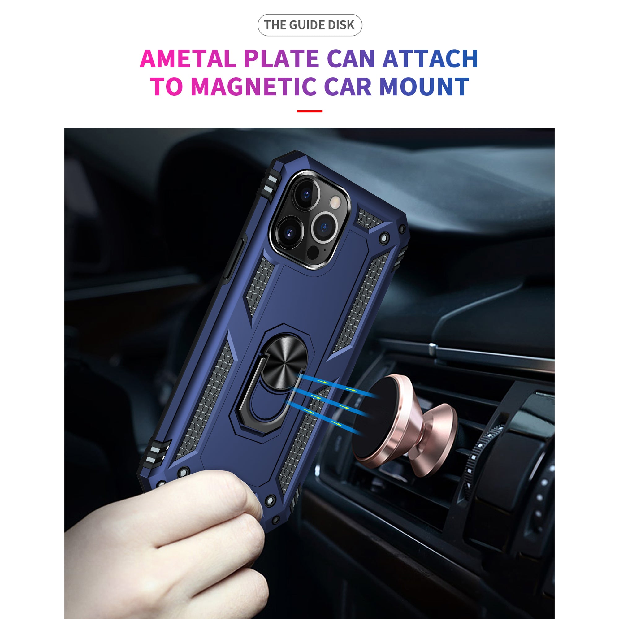 Dual Colors Ring Magnetic GPS car mount Phone Holder Case for iPhone 13 Pro