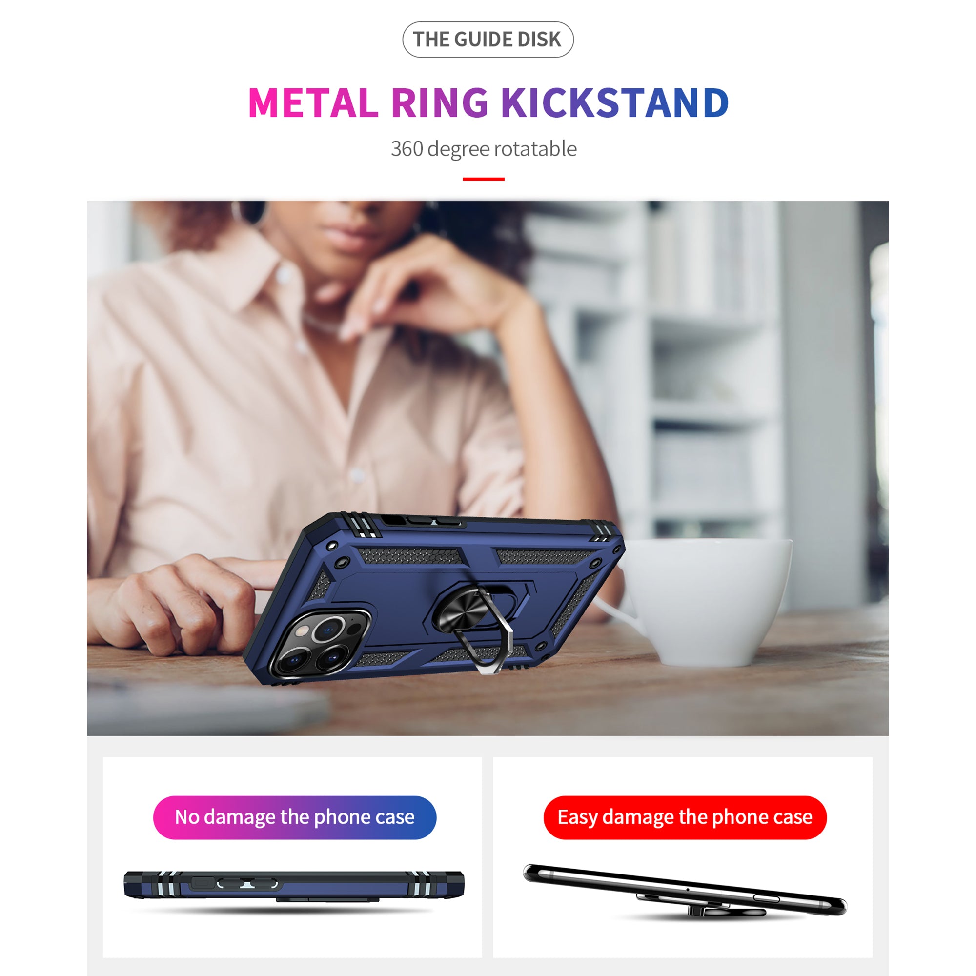 Dual Colors Ring Magnetic GPS car mount Phone Holder Case for iPhone 13 Pro