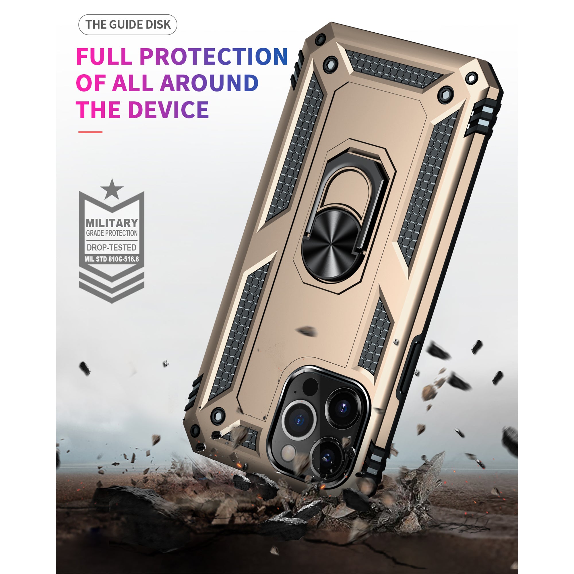 iPhone 13Pro Max Dual Colors Ring Magnetic GPS car mount Phone Holder Case