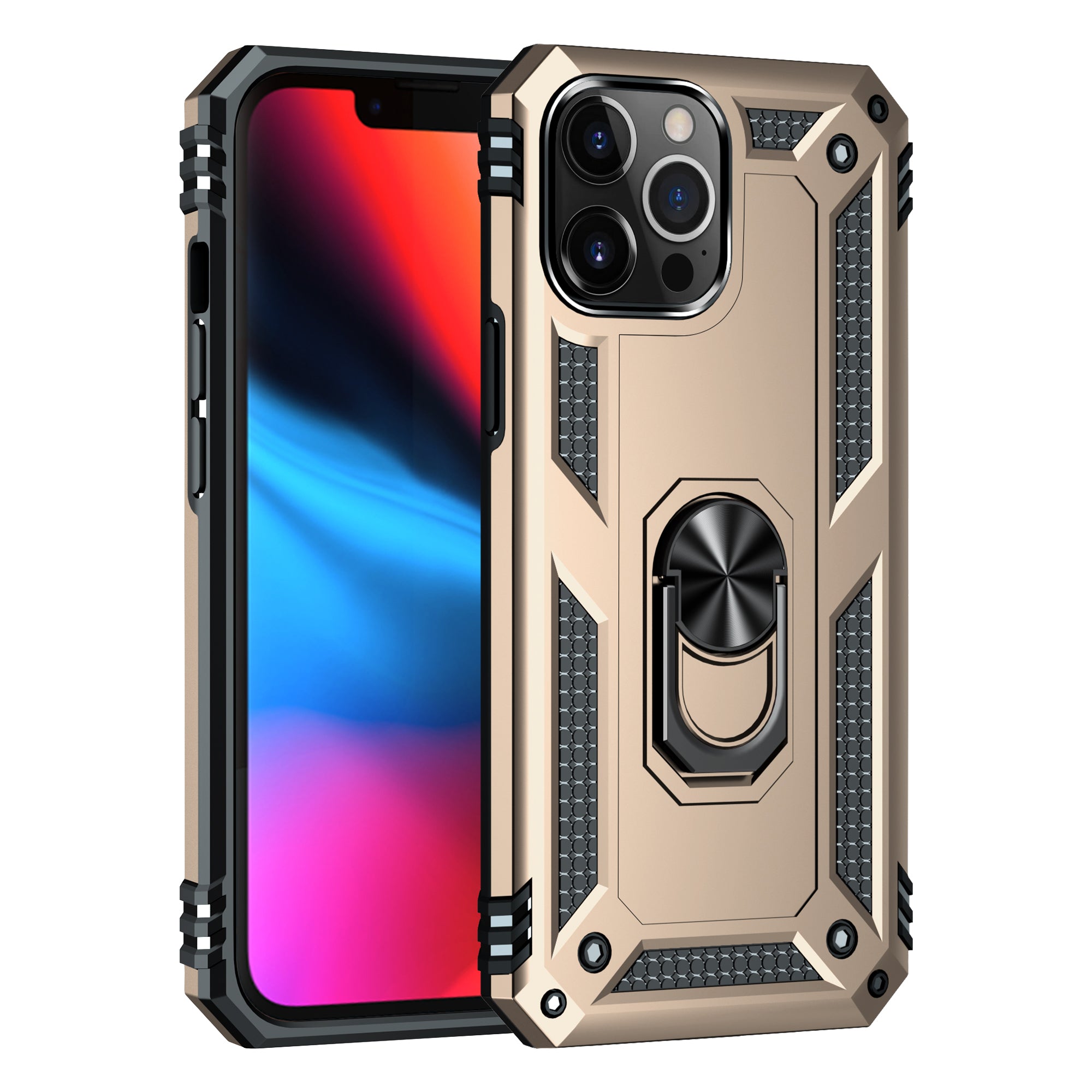 Dual Colors Ring Magnetic GPS car mount Phone Holder Case for iPhone 13 Pro