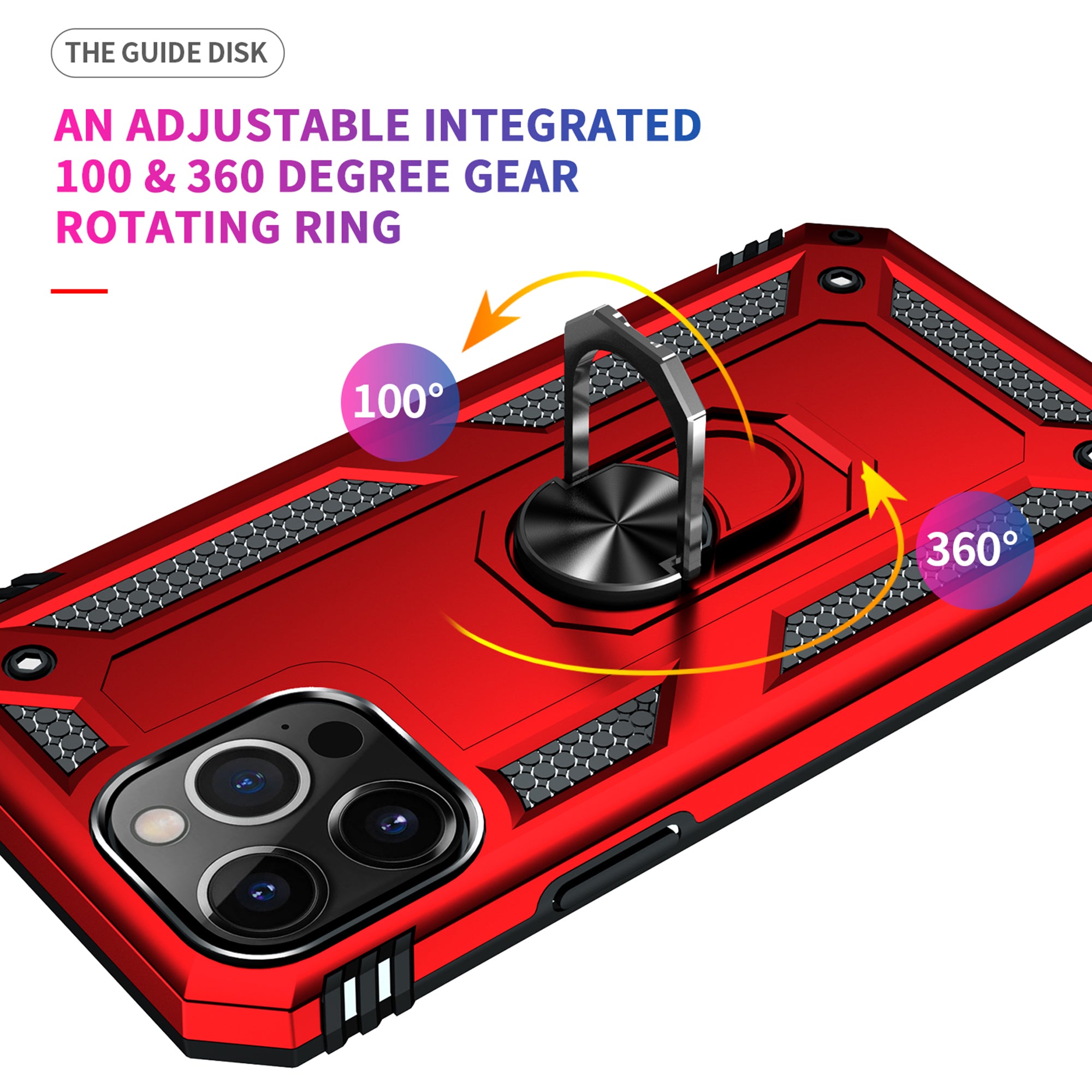 iPhone 13Pro Max Dual Colors Ring Magnetic GPS car mount Phone Holder Case